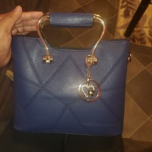 -💥Top Handle Blue Leather Tote